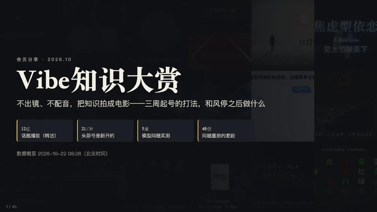 Vibe知识大赏 · 10 月 25 日会员直播 封面